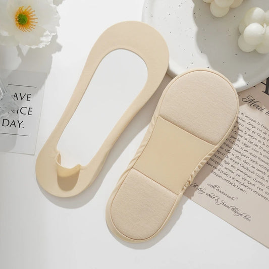 6Pairs Women Non-slip Sock Shoe Pad Insoles for Feet Arch Invisible Shallow Boat Socks Sponge Shock-absorbing Pressure Cut