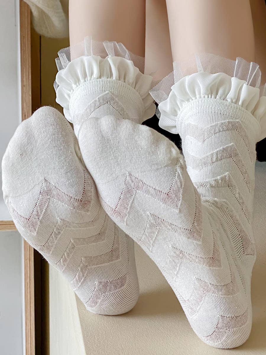 Women's cute lolita style lace socks lace mid-tube socks