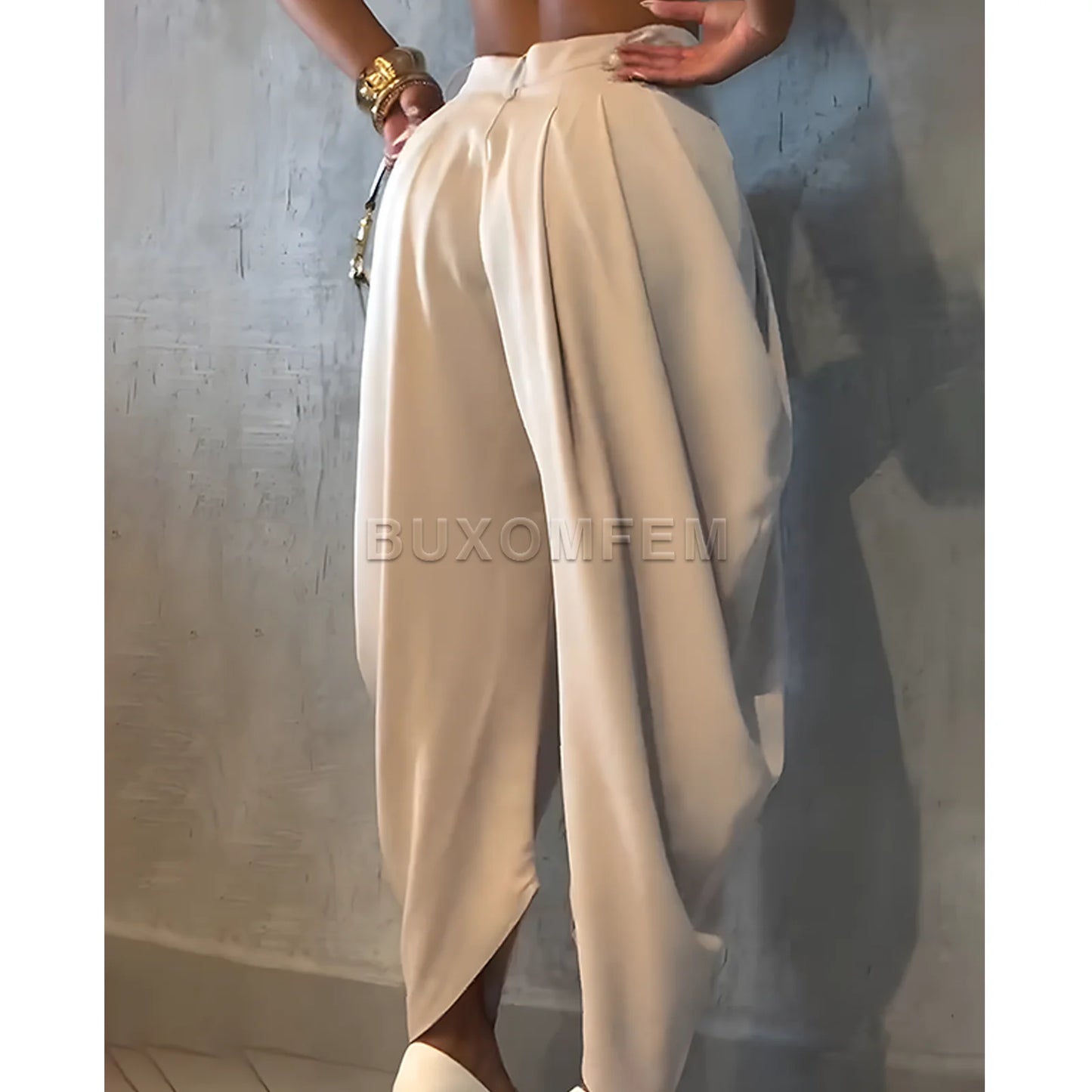 2025 High Waisted Loose Pleated Irregular Casual Pants Loose Oversized Style Cotton and Linen High Quality Female Pants Outwear