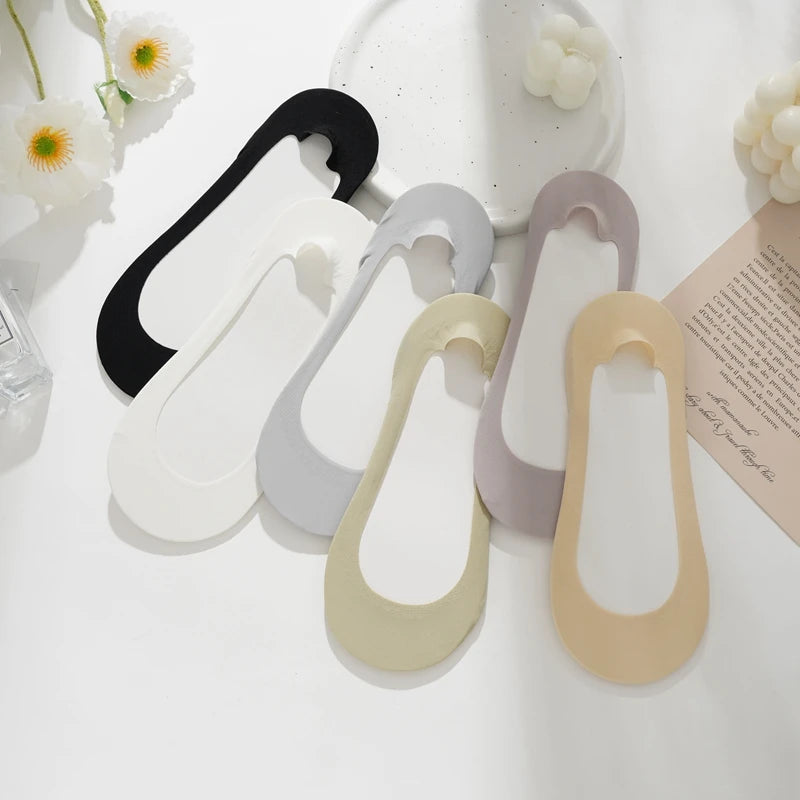 6Pairs Women Non-slip Sock Shoe Pad Insoles for Feet Arch Invisible Shallow Boat Socks Sponge Shock-absorbing Pressure Cut