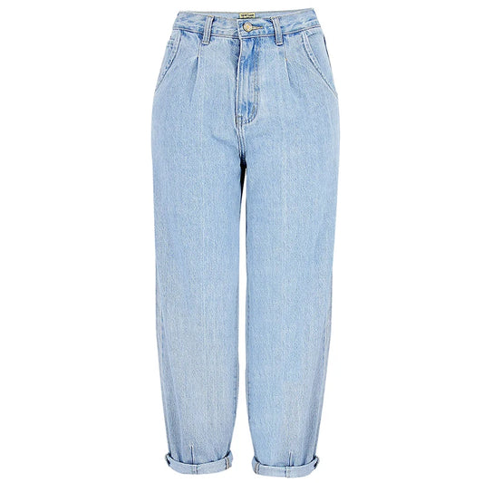 High Waist Women Straight Jeans Female Denim Trousers Loose Cropped Harem Pants Boyfriend Summer Streetwear Vintage Clothing XS