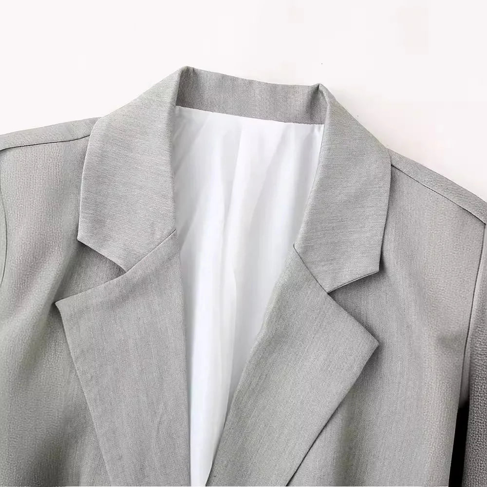 Elegant Lapel Coat Women's Long Sleeve Pocket Tie Women's Coat Summer Chic Office Women's Coat