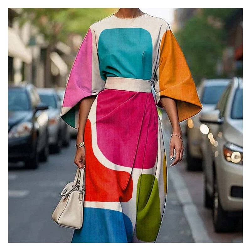 Floral Print Short Sleeve Maxi Dress