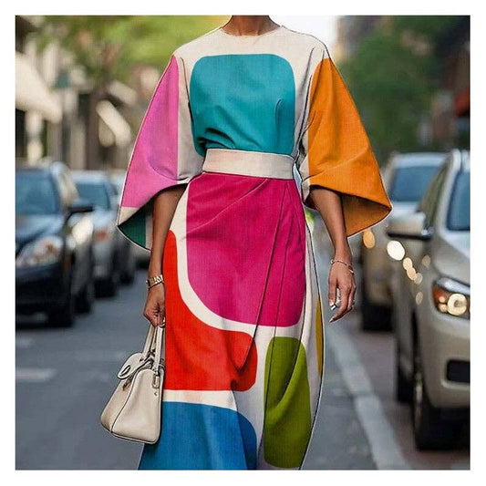 Floral Print Short Sleeve Maxi Dress