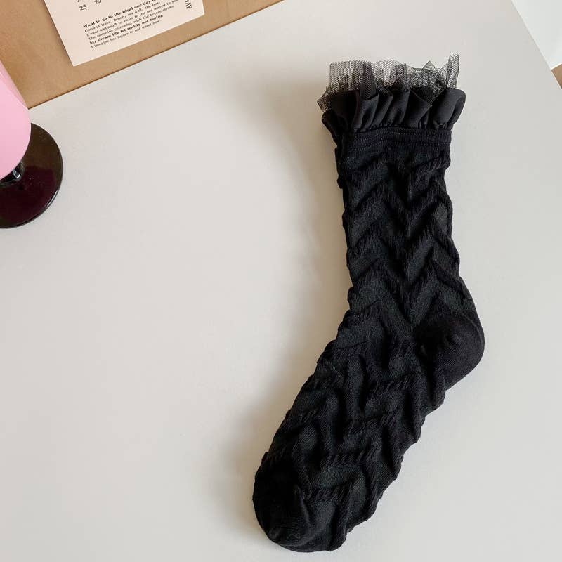 Women's cute lolita style lace socks lace mid-tube socks