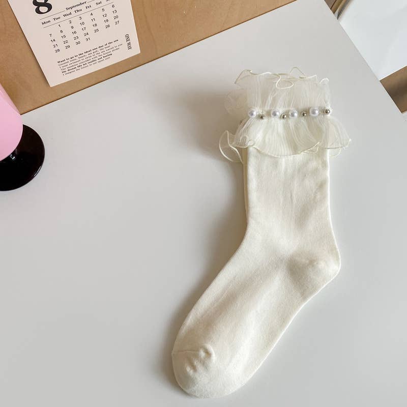Women's cute lolita style lace socks lace mid-tube socks