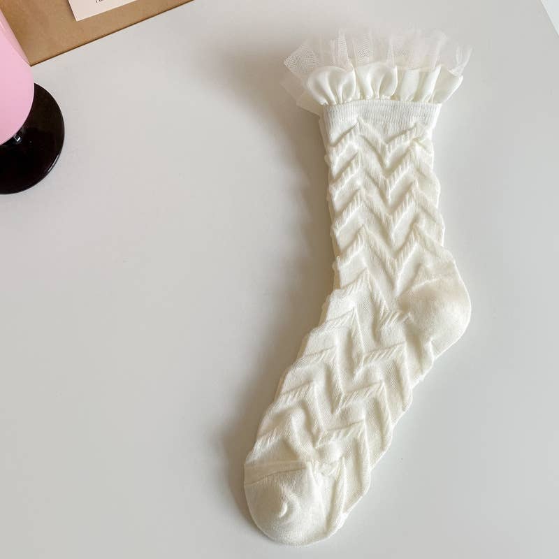 Women's cute lolita style lace socks lace mid-tube socks