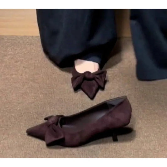 New Women's Trendy Shoes Fashion Bow Tie Slim High Heels Sexy Black Elegant Shoes Fairy Style Comfort Ladies Pumps Zapatos Mujer