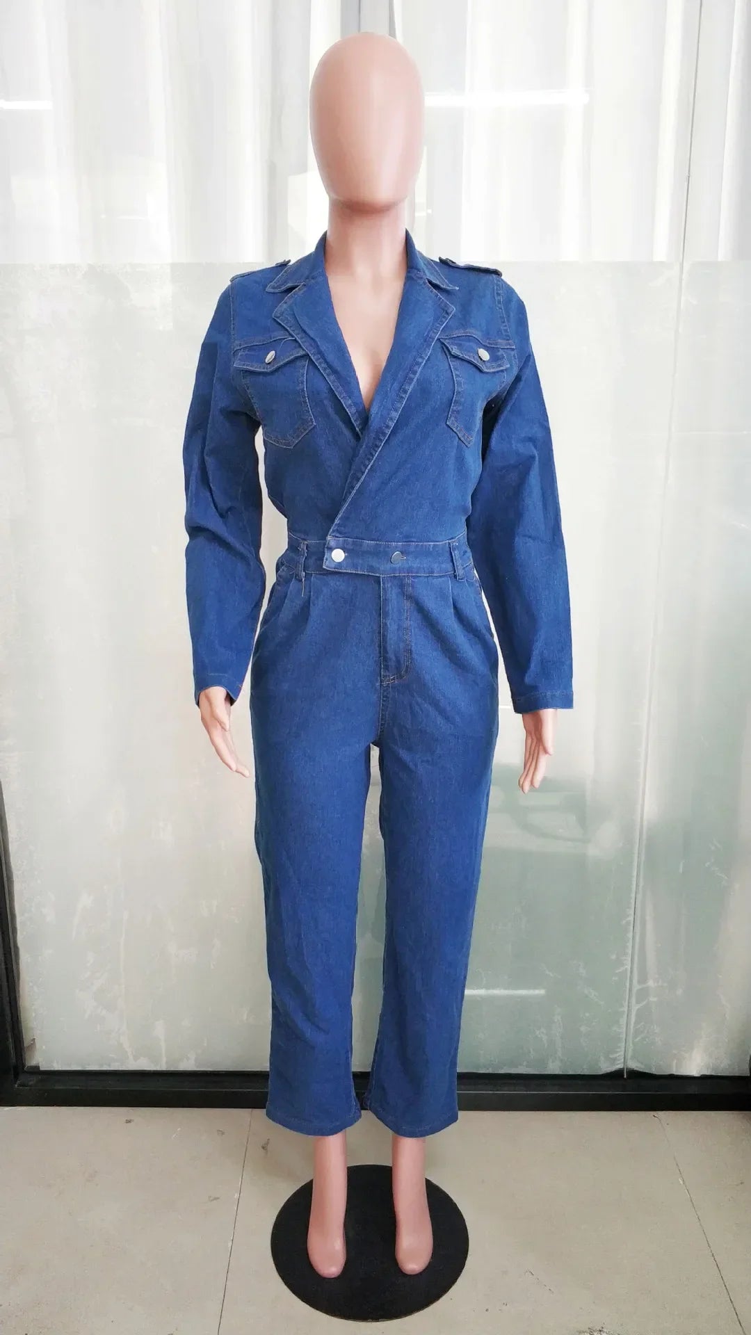 Jumpsuit Women Denim Overalls Vintage One Pieces Jeans Stretch Long Sleeve Casual Romper Overalls Streetwear Female Jumpsuits