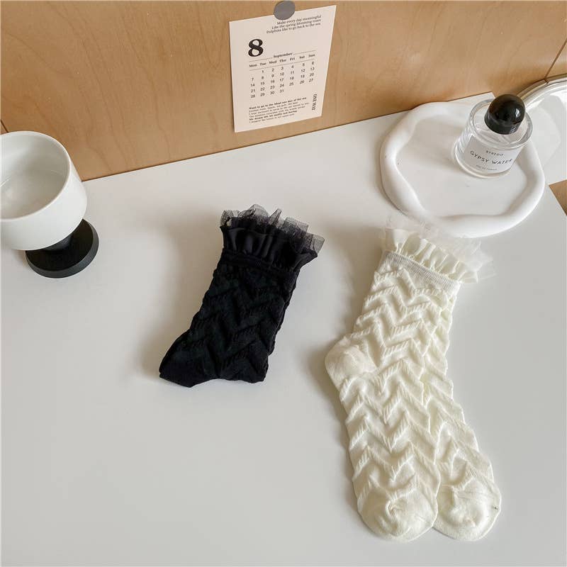 Women's cute lolita style lace socks lace mid-tube socks