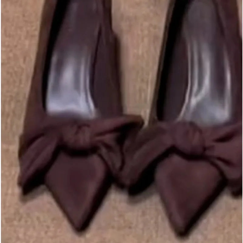 New Women's Trendy Shoes Fashion Bow Tie Slim High Heels Sexy Black Elegant Shoes Fairy Style Comfort Ladies Pumps Zapatos Mujer