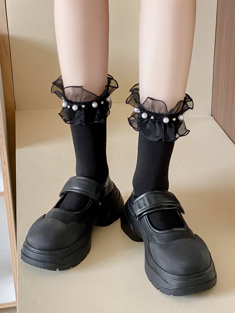 Women's cute lolita style lace socks lace mid-tube socks