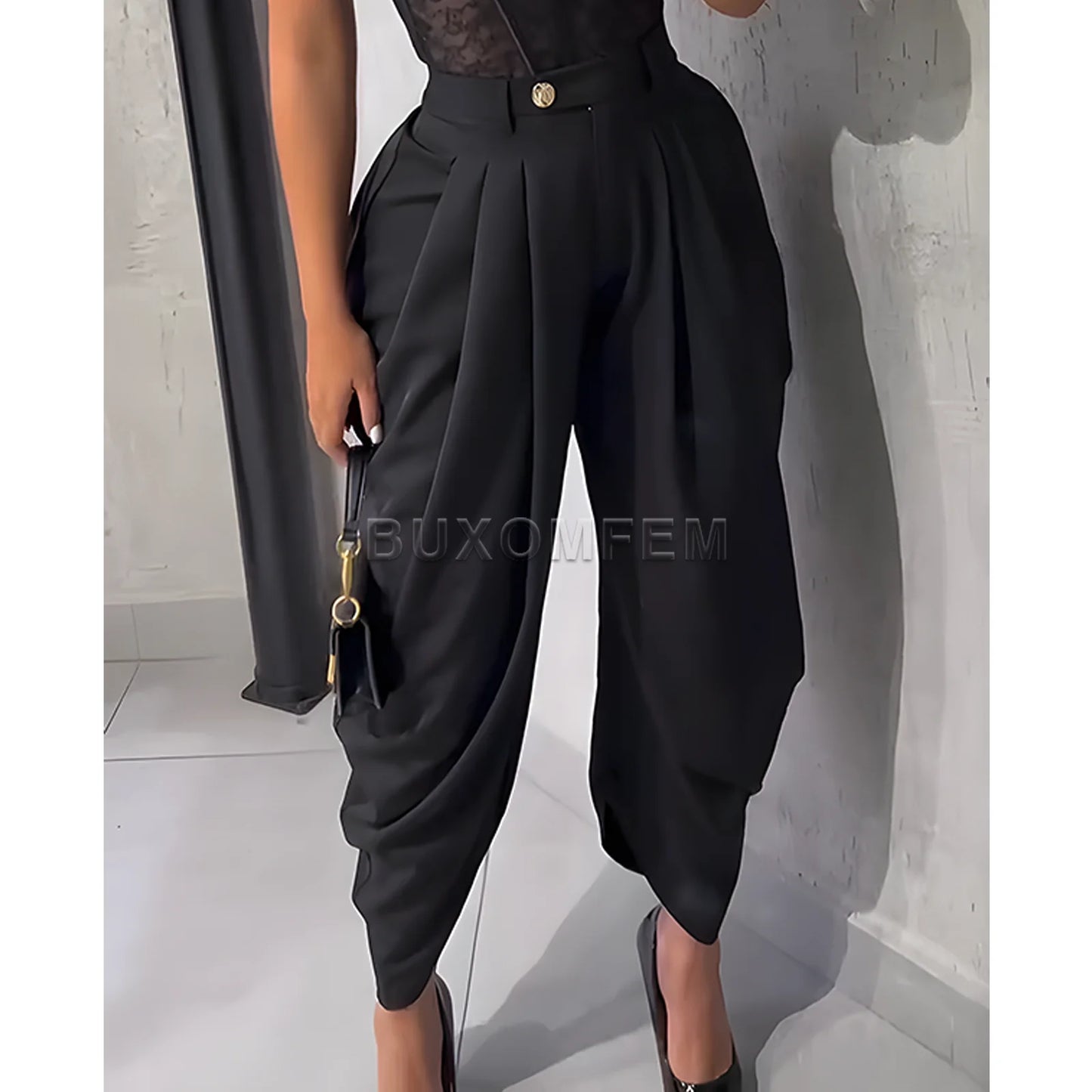 2025 High Waisted Loose Pleated Irregular Casual Pants Loose Oversized Style Cotton and Linen High Quality Female Pants Outwear