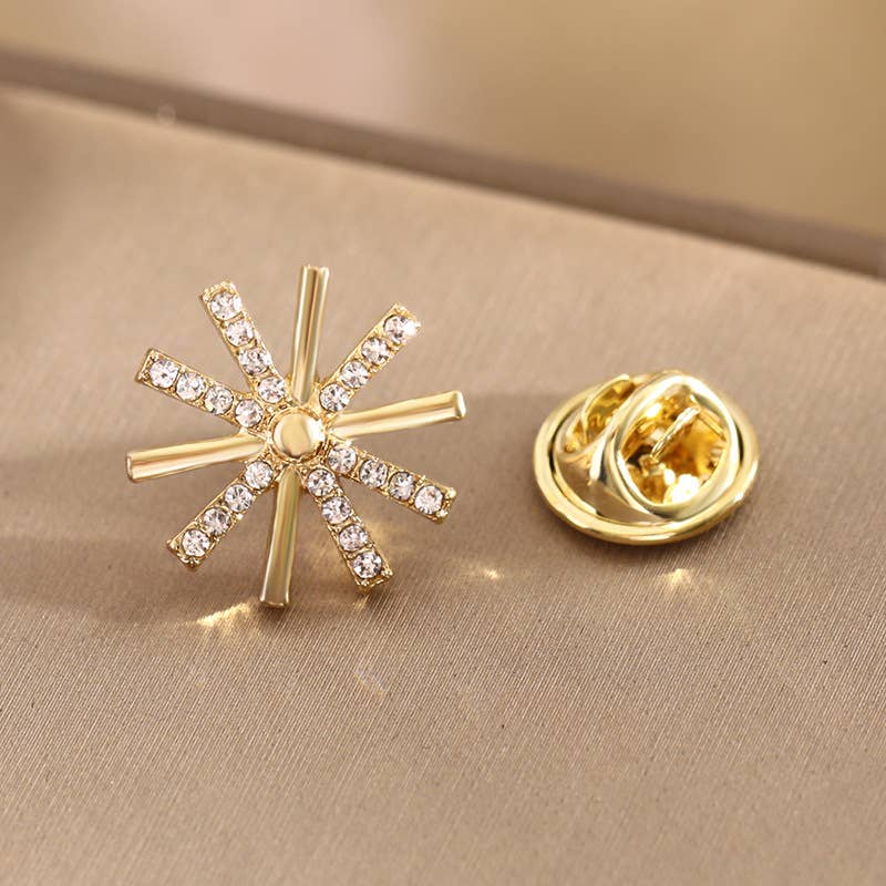 Chic Rhinestone Floral & Animal - Shaped Gold Brooch