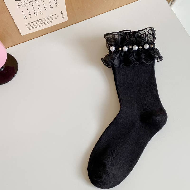 Women's cute lolita style lace socks lace mid-tube socks