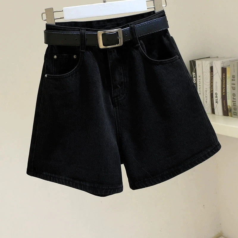 Denim shorts women summer new fashion ins high waist simple thin loose wide leg Jeans all match A-word hot pants