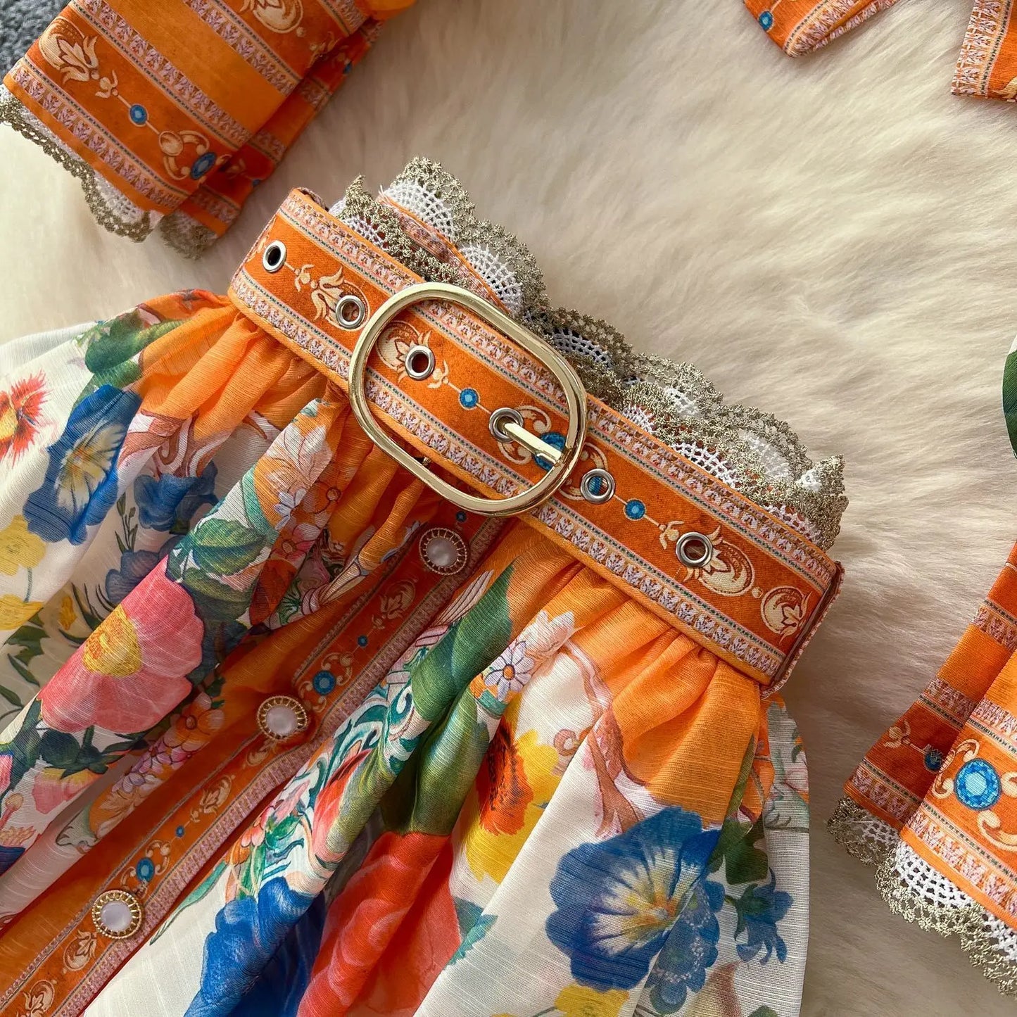 Elegant Floral Maxi Dress 2 Piece Skirt Sets Women Summer Autumn Palace Crop Top Print Shirt A Line Long Skirts Beach Outfit